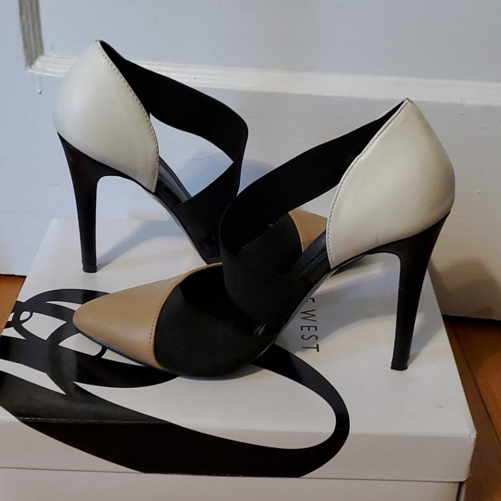 Two toned color block heels